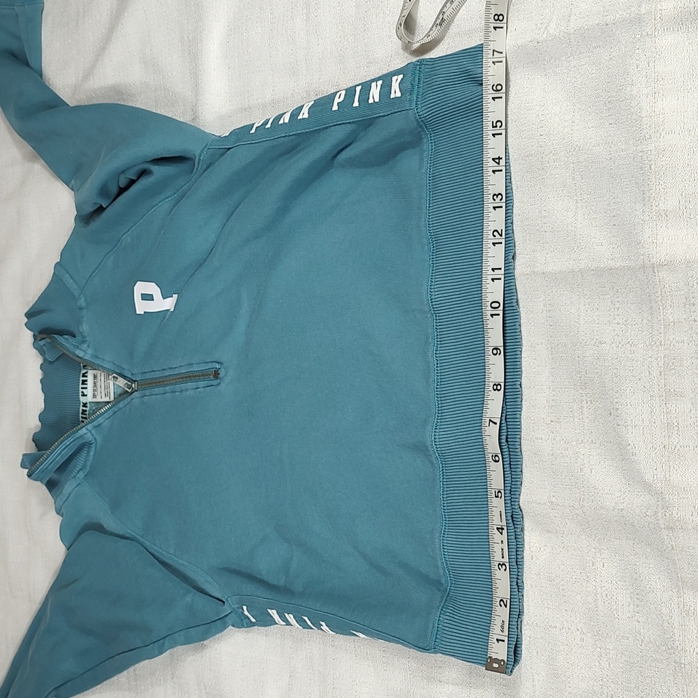 Pink Victoria Secret Long Sleeve Blue Turquoise 1/4 zip up Women Size X Small - Picture 5 of 11